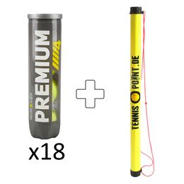 Tennis-Point 18x Premium Tennisball 4er + Ballsammelröhre